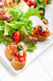 original Italian fresh bruschetta served with fresh salad and 