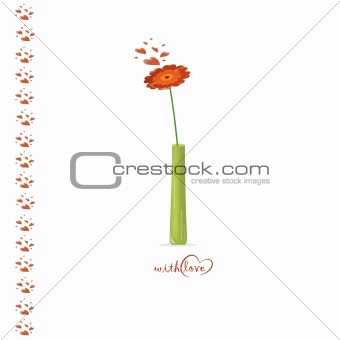 Red flower in the vase, vector illustration