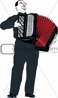  male musician playing the accordion