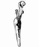 slender girl in a long dress