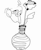 sketch roses standing in a vase