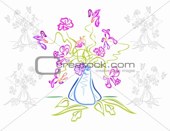 Bouquet of abstract flowers in vase