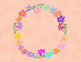 Wreath from abstract flowers with background