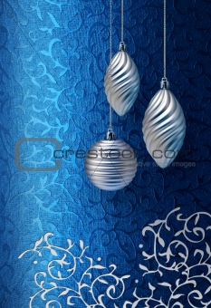 Blue Christmas brocade silver decoration