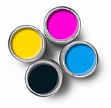 Cmyk color paint tin cans top