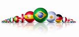 Soccer football balls group with teams flags