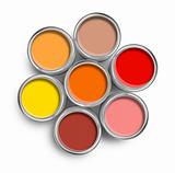 Warm color paint tin cans top