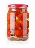 Preserves. Pickled tomato in glass