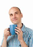 Portrait of a young man drinking coffee