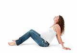 Pregnant woman doing gymnastic exercises