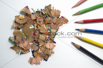 colored pencils sawdust