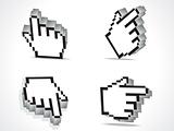 abstract 3d hand cursor icon