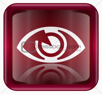 eye icon dark red, isolated on white background.