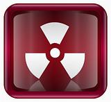 Radioactive icon dark red, isolated on white background.