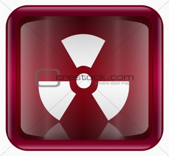 Radioactive icon dark red, isolated on white background.