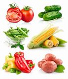 set fresh vegetables with green leaf
