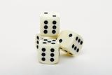Four dice on a white background. 