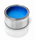 Blue paint tin can