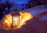 Lantern in snow