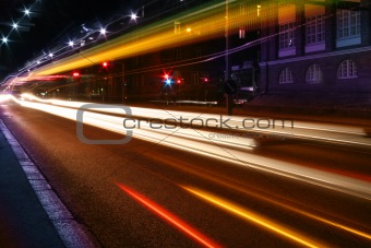 Night lights on street