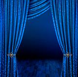 Blue velvet curtains stage