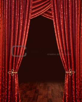 Crimson red theatre curtains