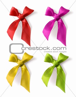 Red silk ribbon bow