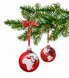 World glass balls on Christmas tree