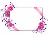 colored  banner with flowers, leaves  and ornament