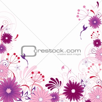 violet floral background with ornament
