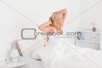Calm woman waking up