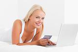 Woman purchasing online