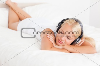 Quiet woman enjoying some music