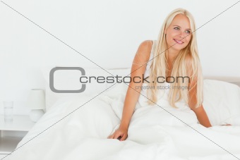 Lovely woman waking up