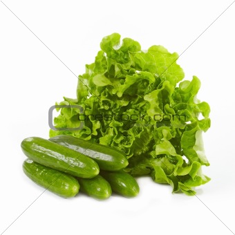 green cucumbers and lettuce