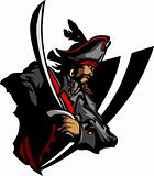 Pirate Mascot with Sword and Hat Graphic Illustration