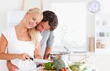 Lovely couple cooking