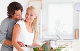 In love couple cooking