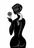 girl with flower - vector
