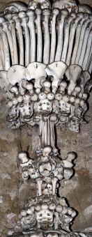 Sedlec Ossuary - Charnel-house - column from human bones and sku