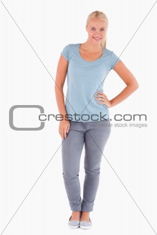 Blond woman posing