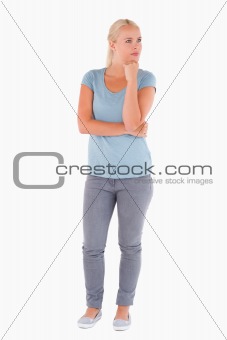 Cute pensive woman posing