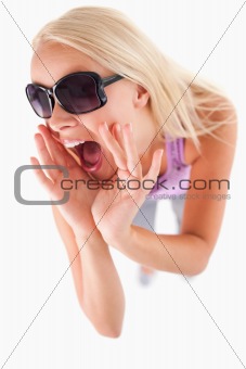 Cheerful woman with sunglasses