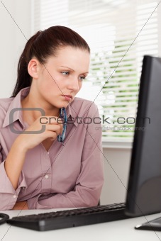 Businesswoman concentrating