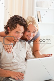 Portrait of a couple buying online