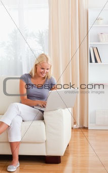 Portrait of a woman chatting online