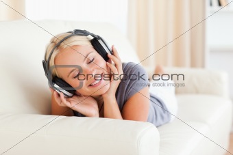 Woman enjoying some music