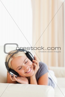 Portrait of a woman enjoying some music