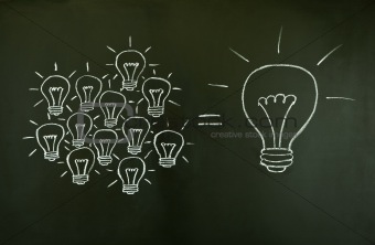 Light bulbs teamwork concept
