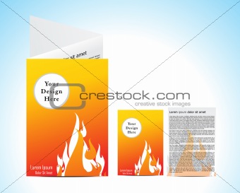 Abstract orange brochure with fire illustration